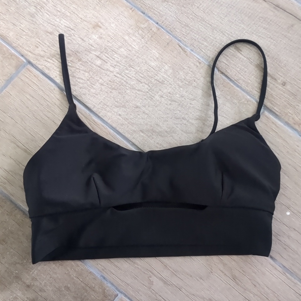 Black peak a boo bikini top